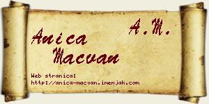 Anica Mačvan vizit kartica